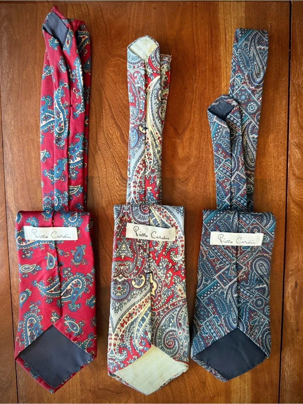 3 Pierre CARDIN Paisley Silk Tie Trio Vintage Necktie Lot